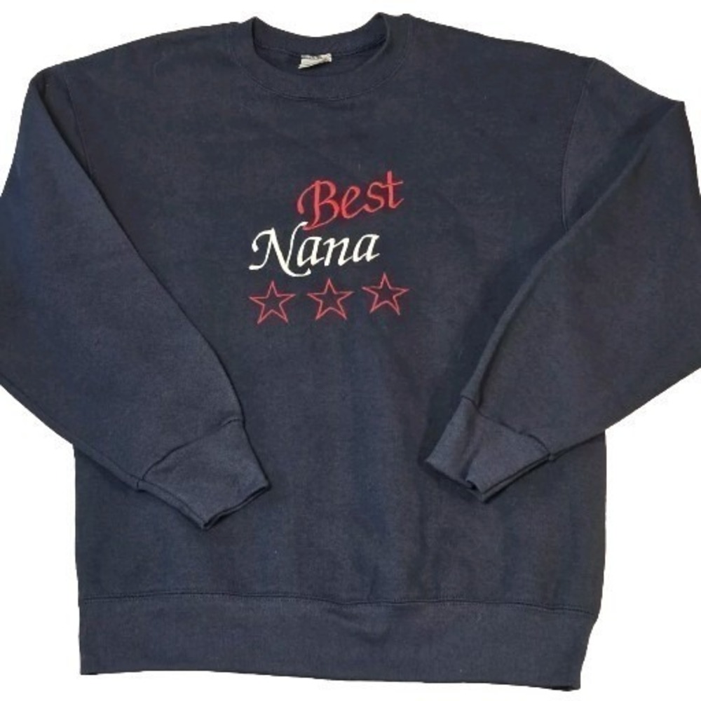Best Nana Stars Womens Large Sweatshirt Navy Red White Custom Embroidered‎ NEW
